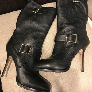 Jimmy Choo Galen black moto Leather Boots New